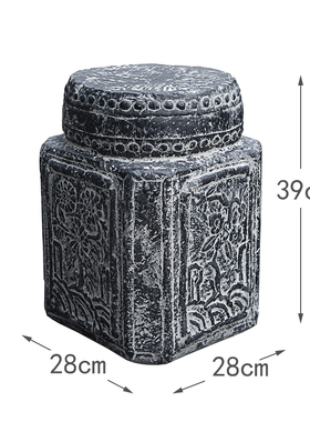 室内户外小院大门口装饰摆件中式庭院人造石鼓门墩T坐墩仿石凳底