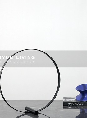 简约现代几何圈环金属框创意软装饰品摆件家居客厅玄Z关样板房间