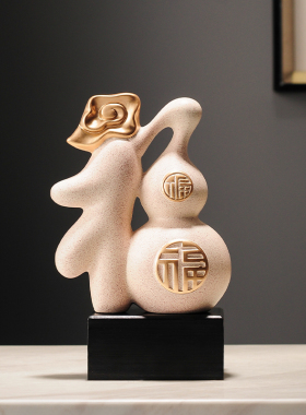 新中式招财葫芦摆件客厅办公室平安喜乐J入户玄关乔迁新居摆设礼