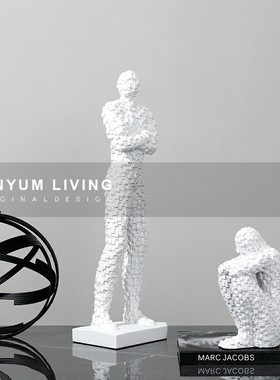 简约现代轻奢抽象马赛克人物w雕塑摆件样板房间售楼处软装饰品摆