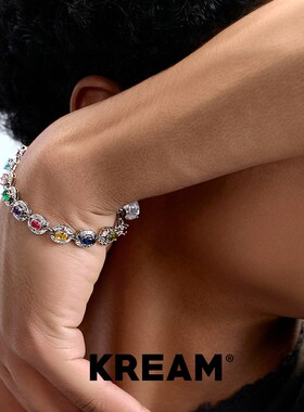 KREAM 彩色锆石手链男嘻哈女L同款个性潮流饰品欧美