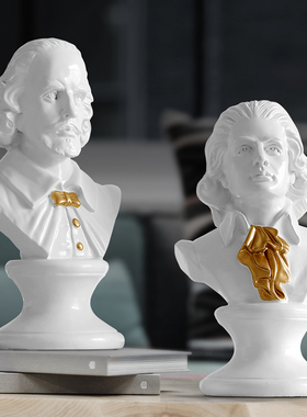 北欧轻奢莎士比亚雕像莫扎t特雕塑客厅电视柜树脂人像艺术装饰摆