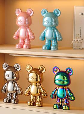 暴力熊轻奢高档家居客厅玄关电视柜酒柜陶瓷电镀酷酷熊摆件装饰品