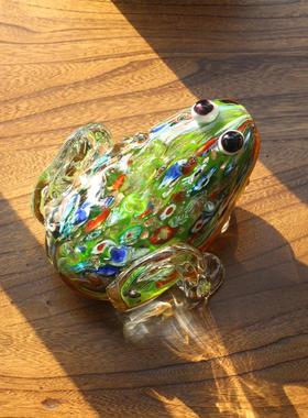 创意时尚北欧玻璃装饰品仿真动物造景手工琉璃青蛙可爱工艺品摆件