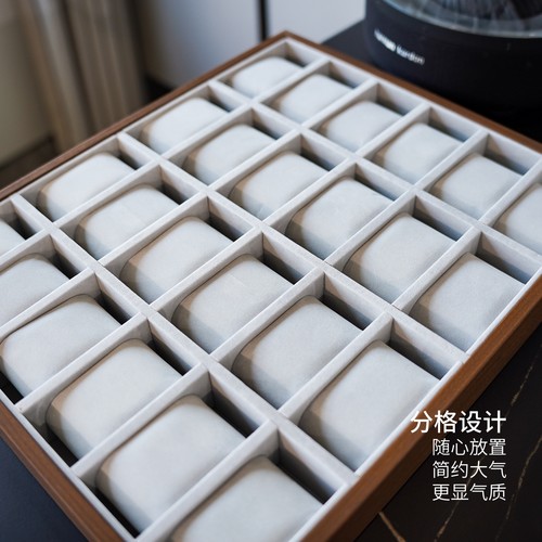 便携黑胡桃木纹24位手表收纳盘高档手表看货陈列展示盘收纳展示架 - 图1