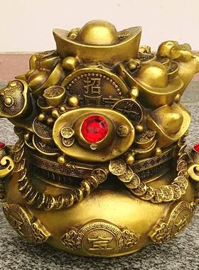 纯铜聚宝盆如意存钱罐招财镇宅元宝家居客厅铜器工艺品摆件定做