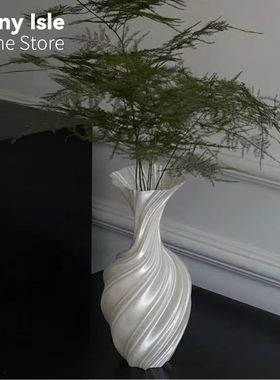丝绸白3d打印花瓶氛围感