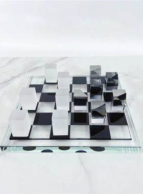 欧式水晶博弈象棋棋盘客厅软装饰品摆件样板间配饰创意家居书房