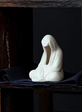 创意陶瓷工艺品摆件禅意无相佛人物茶空间中式客厅白瓷鱼缸装饰品