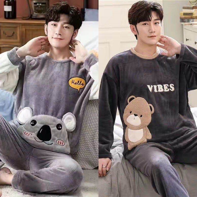 保暖睡衣男款法兰绒冬季加厚加绒2025年新款男士珊瑚绒家居服套装,淘宝优惠券,粉丝福利购,淘宝优惠卷