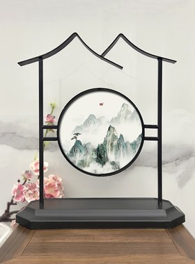 承沁新中式铁艺摆件陶瓷装饰品书房卧室玄关铁艺摆饰创意个性客厅