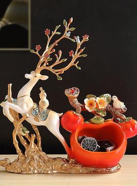 创意现代轻奢招财麋鹿钥匙收纳摆件玄关客厅酒柜进门口鞋柜装饰品