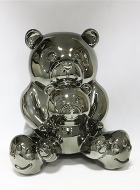 简约现代风树脂熊摆件样板房售楼部家居客厅轻奢软装饰Z品创意摆