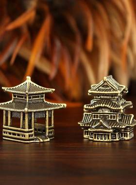 微景观造景黄铜凉亭古风覆古小房子盆景山水池小摆件立体微缩模型