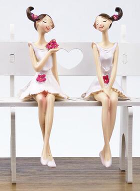 桌面摆件白衣天使坐款花仙子少女手工娃娃树脂工艺礼品家居装饰品