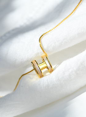 H字母s925纯银项链女轻奢小众韩版气质锁骨链
