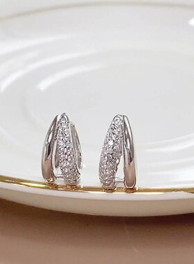 LALACHIC925纯银耳环女小众高级感复古气质耳扣设计款耳饰品