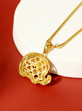 新年款敦敦象吊坠S925纯银项链女小众轻奢高级感设计毛衣链