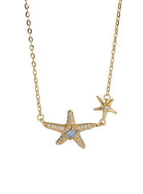 韩版轻奢S925纯银双海星项链女气质高级感镶星星锁骨链潮