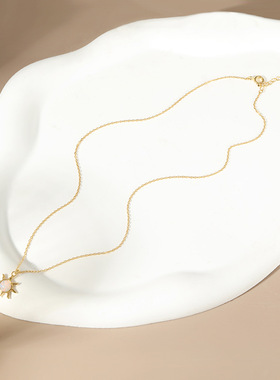 LALACHIC925纯银太阳花项链女ins简约个性吊坠锁骨链轻奢高级感