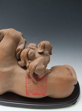 陶瓷工艺品 石湾公仔 狗 母子情