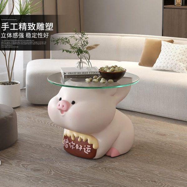 卡通兔子玻璃茶几摆件家居饰品客厅电视柜沙发旁边几装饰乔迁礼物,淘宝优惠券,粉丝福利购,淘宝优惠卷