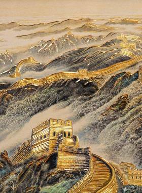 铜雕画 画摆台《万里长城》饭厅书房现代禅意中式玄关客厅床头柜