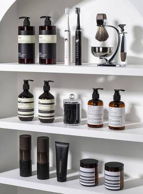 浴室柜饰品样板房浴室男士剃刀洗液瓶棉签管牙刷展厅软装