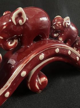 陶瓷器郎红如意和谐大象无形一家卷财象吉祥如意摆件装饰品收藏品