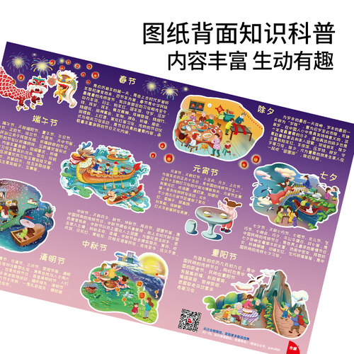 古部传统节日教育拼图100/200片6岁以上儿童益智玩具暑期生日礼物 - 图2