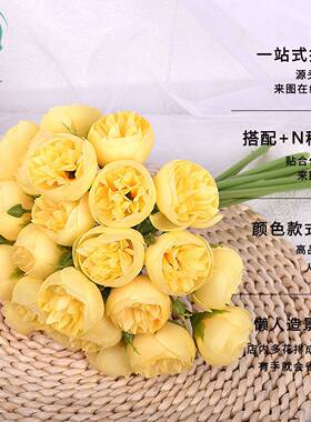 仿真花27头玲珑茶玫27头露莲茶苞婚庆装饰酒店路引装饰花材装饰花