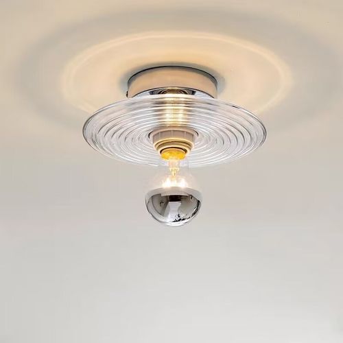 波纹简约壁灯中古风玻璃设计师调性背景墙过道玄关走廊装饰吸顶灯 - 图1