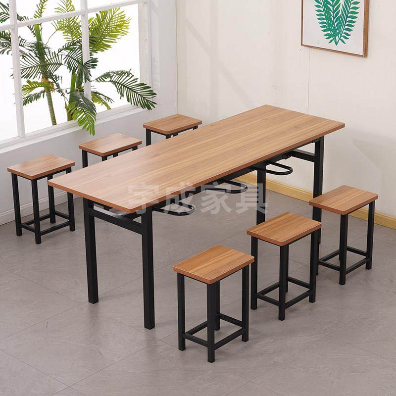 食堂餐桌挂凳4人6人位工厂餐厅员工学校带悬挂椅凳食堂餐桌椅组合,淘宝优惠券,粉丝福利购,淘宝优惠卷