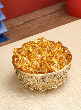 聚宝盆摆件黄铜家用客厅纯装饰招黄铜制品工艺礼品摆饰财存钱罐黄