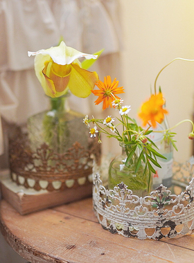 法式铁艺装饰皇冠摆件婚礼桌面创意金属复古王冠怀旧庭院园艺杂货