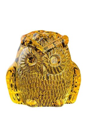 琉璃摆件水晶猫头鹰客厅卧室车载装饰品孩子生日礼物玩具小动物