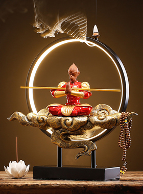 中式斗战胜佛悟空齐天大圣禅意摆件创意灯饰玄关卧室书房客厅装饰