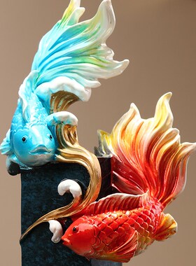 乔迁新居年年有余摆件家居饰品 酒柜电视柜装饰品创意客厅鱼摆设