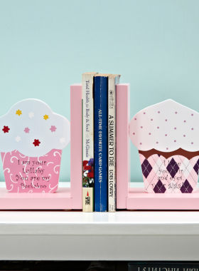 儿童房装饰品书挡书立摆件粉色女孩可爱桌面书房卡通书架书靠摆设