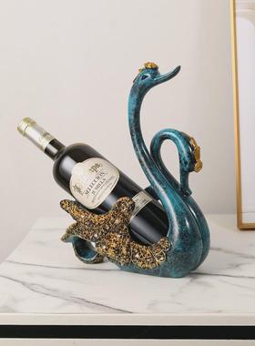 轻奢天鹅红酒架简约创意工艺品摆件家用餐厅酒柜香槟葡萄酒展示架