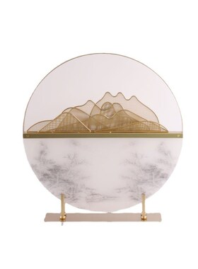 新中式现代轻奢假山样板房书房玄关摆件 办公桌博古酒店软装饰品