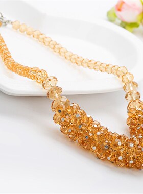 韩国饰品百搭潮流锁骨链 夸张短款毛衣链 三色可选水晶项链女颈链