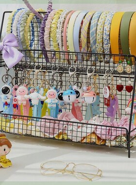 大肠发圈卡头绳发箍收纳神器首饰卧室宿舍整理双层桌面置物架铁艺