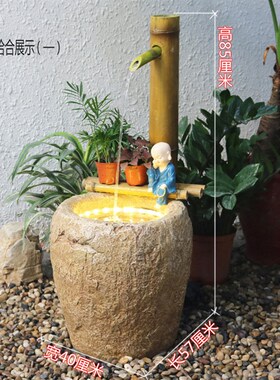 日式循环禅意创意流水摆件客厅鱼缸室内阳台喷泉景观办公室装饰品