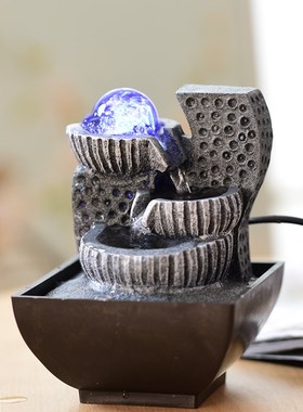 桌面几何流水生财小喷泉循环水景客厅装饰工艺品摆件家居好物摆设