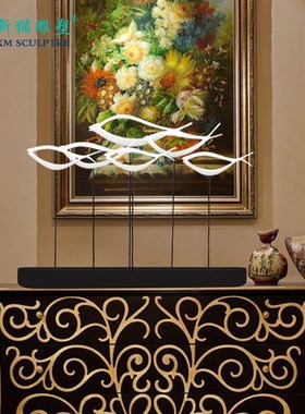 现代简约招财群鱼摆件工艺品创意客厅玄关电视柜家居饰品开业礼品