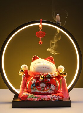 招财猫摆件店铺开业礼品收银台自动招手摇手陶瓷存钱储蓄罐发财猫