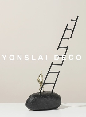 现代简约金属人物摆件抽象雕塑装饰品样板间玄关客厅家居软装摆设