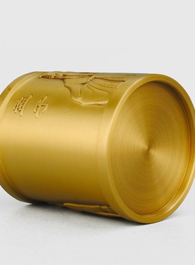 纯黄铜笔筒孔子笔筒摆件孔孟之道办公室桌面书房客厅创意雕刻礼物