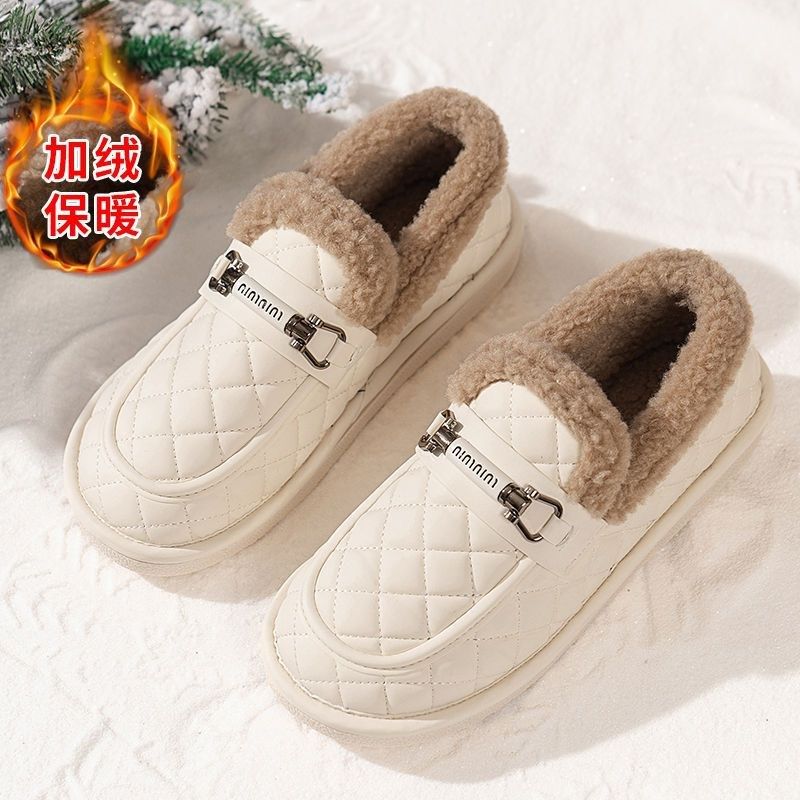 2024新款冬季妈妈女鞋棉鞋女秋加绒一脚蹬豆豆鞋外穿保暖休闲板鞋,淘宝优惠券,粉丝福利购,淘宝优惠卷